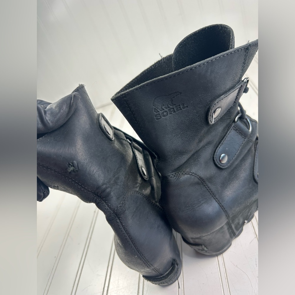 Sorel Joan of Arctic Wedge II Waterproof Lug Sole Black Boots Womenโs Size 6-6.5 - Picture 12 of 14